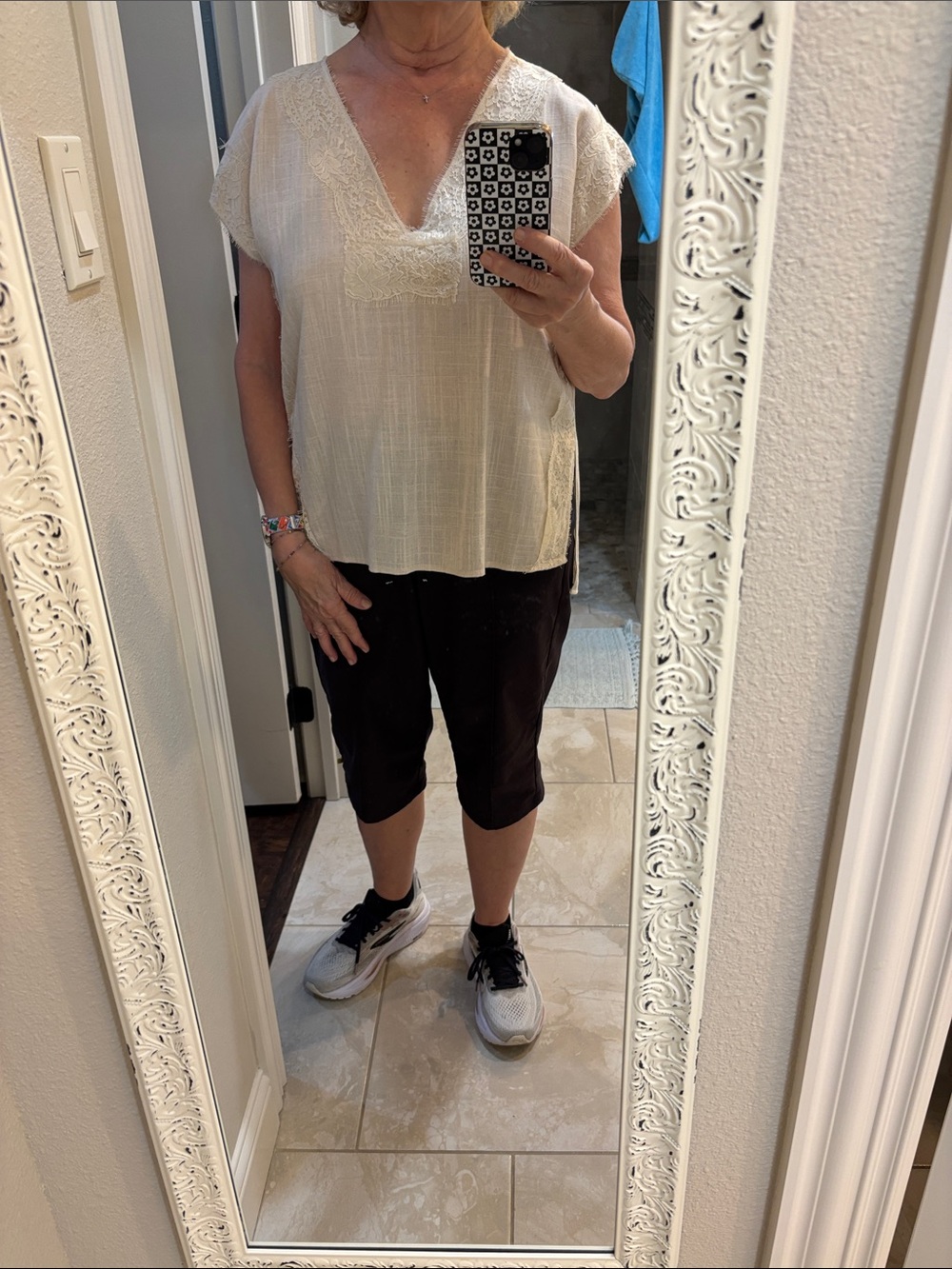 Umgee Cream Lace V-Neck Blouse